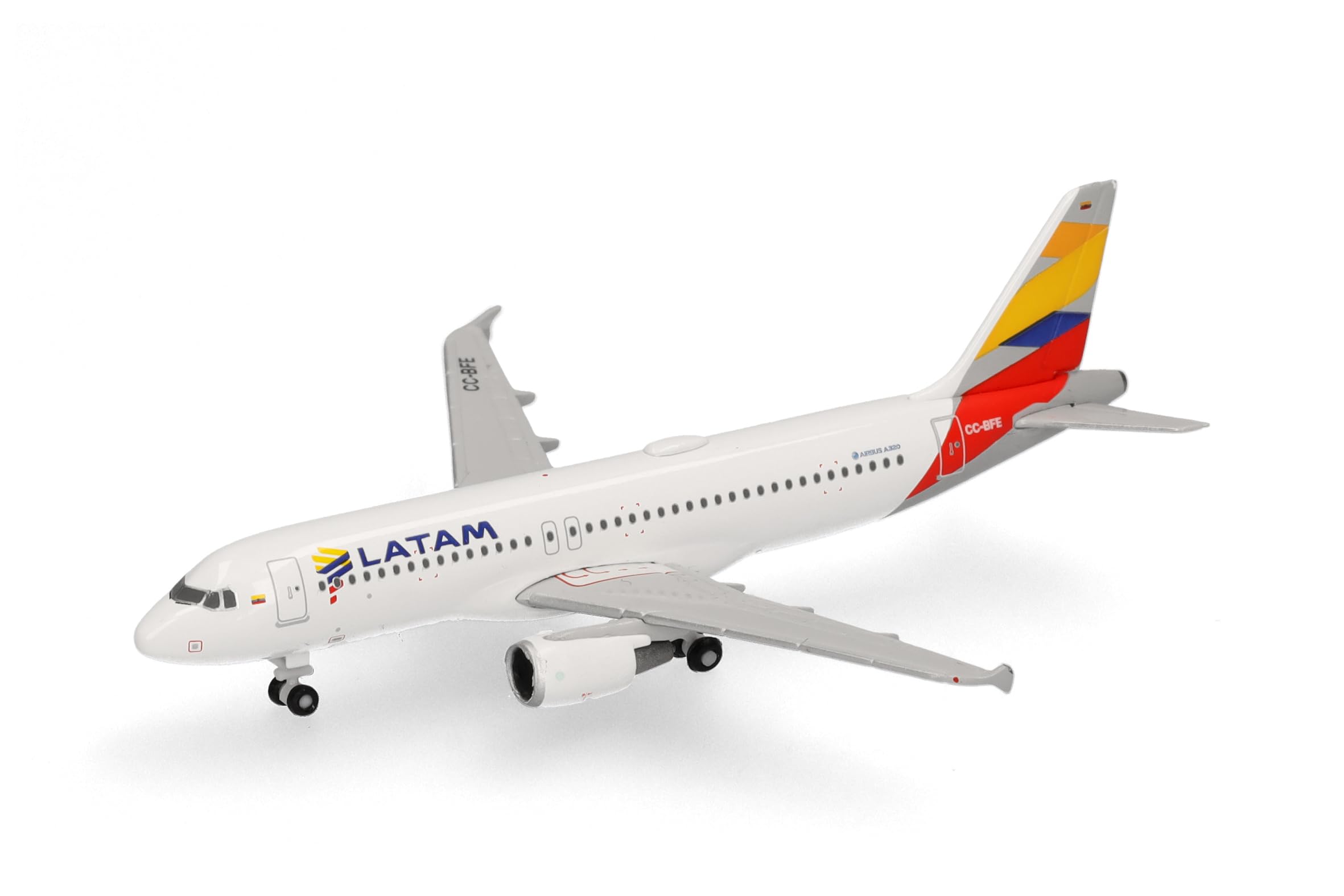 Herpa Modellflugzeug LATAM Airlines Chile Airbus A320 - Colombia Flag Livery Miniatur im Maßstab 1:500, Sammlerstück, Flugzeug Modell ohne Standfuß, Metall