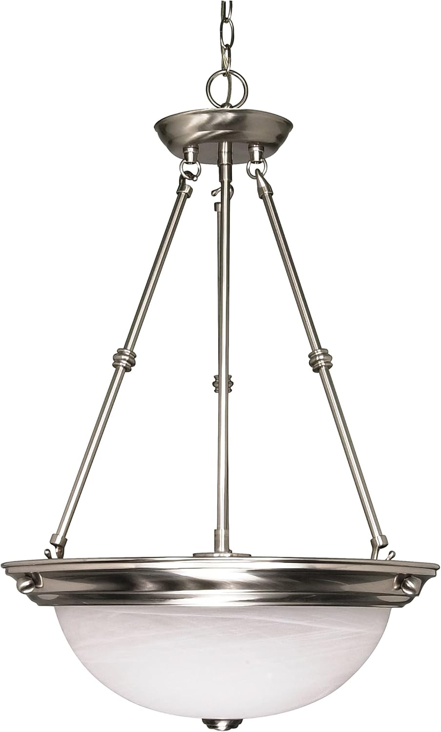 Review Nuvo Lighting 60/3187 Three Light Interior Home Package Pendant with Alabaster Glass, Brushed Nickel, 15-Inch