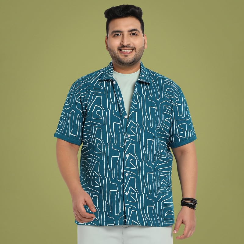Image of Instafab Plus Men's Shirt for Casual Wear | Spread Collar | Plus-Size Fit | Long Sleeve | Button Closure | Cotton Shirt Crafted with Comfort Fit for Everyday Wear