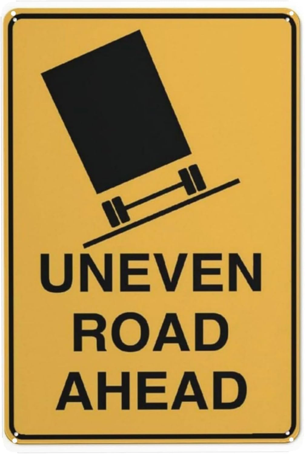 KWQDOZF Uneven Road Ahead Metal Sign Aluminum Warning Tin Signs 12x16 Inch