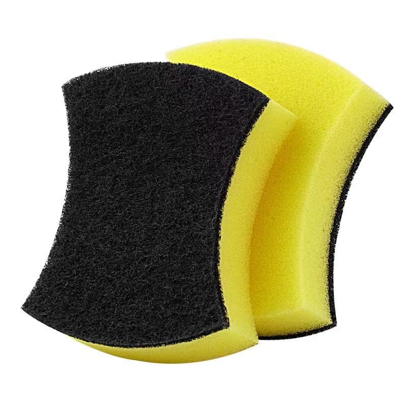 Image of Kitchen Cleaning Sponge - Scrub Sponge Kitchen, with black Scouring Pad, Pack of 10, Double-Sided Material, Double Side Effect, Polyester and Sponge, yelow /black