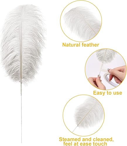 Miniatura 3 de DGYJJZ Juego de 20 plumas de avestruz blancas de 10 a 12 pulgadas para jarrón, centros de mesa de fiesta de boda, arreglo floral y decoración del