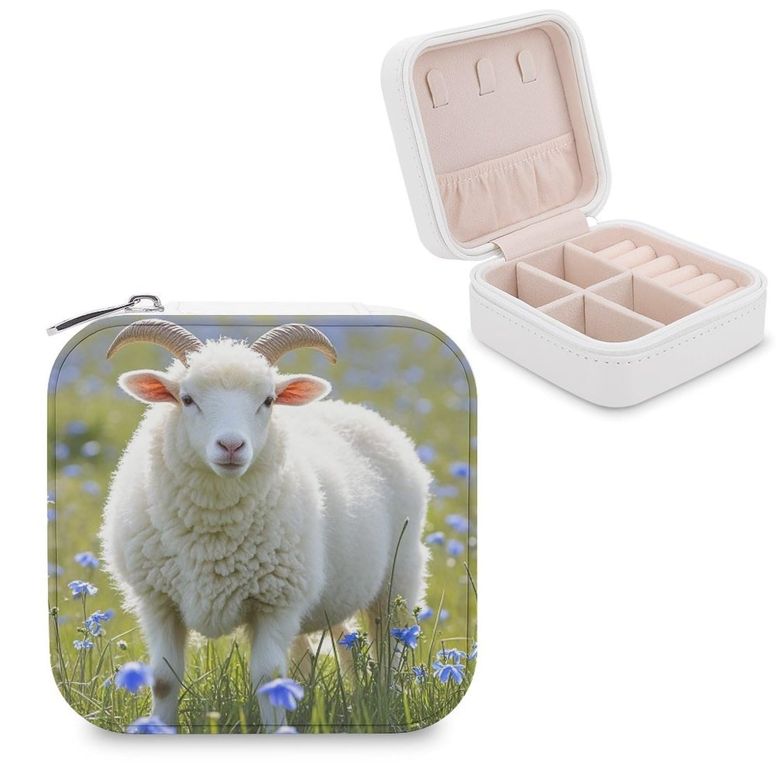 VstaDank Sheep Jewelry Box for Women Custom Travel Jewelry Case Personalized Travel Jewelry Boxes Small Portable Jewelry Organizer Box for Rings Necklaces Bracelets Earring