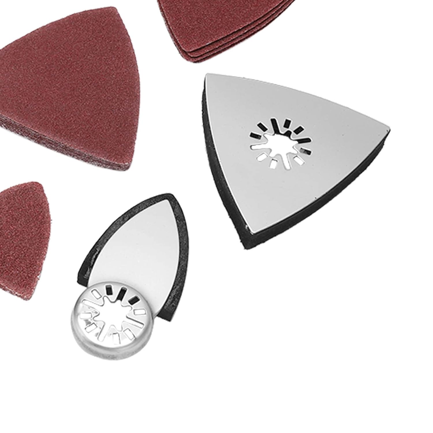Oscillating Tool Sanding Pad Kit Triangular Finger Accessories 100 Pieces Sandpaper 5 Grit Types 60 80 120 180 240 Compatible with Fein ABS Material