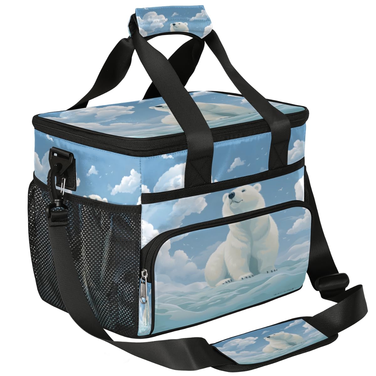 Bear Insulated Picnic Backpack Lunch Box for Women Men Picnic Basket Tote Lunch Bag Picnic Bag Portable Lunch Bags for Picnic, Beach, Work, Trip,Office, Camp Polar Bear