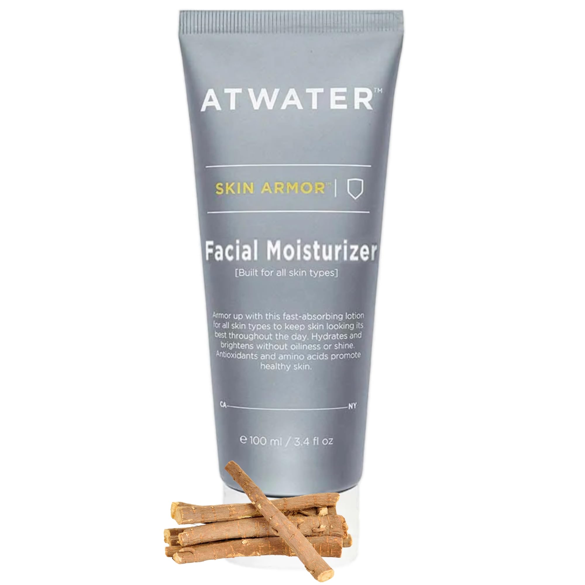 ATWATER Skin Armor Men's Face Moisturizer, Hydrating Anti-Aging Formula with Niacinamide and Licorice Root for All Skin Types - 3.4 oz