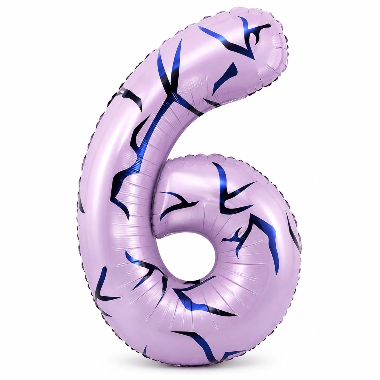 Purple Number 6 Balloon, 40 Inch Kpop Foil 6 Balloon, Self Inflating Foil Number Balloons for Boys Girls 6th Birthday Party Anniversary Decorations