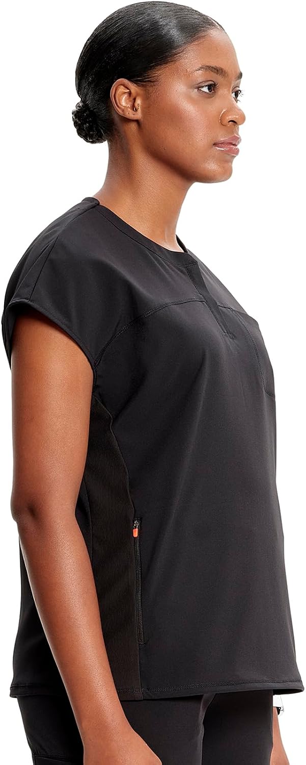 Cherokee Infinity Womens Round Neck Scrub Top, Partial Zip Covered Placket, 3 Zip Pockets, PROTX2 Technology - IN622A - Image 5