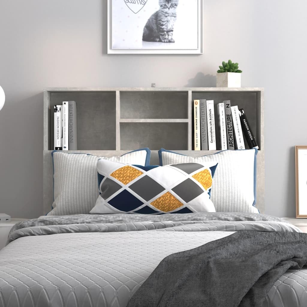 Tino Tech Cabecero Cama Madera 100x19x103,5 cm Madera Contrachapada Gris hormigón Cabecero con Almacenaje Cabeceros De Madera Armario Cabeceros Bonitos Mueble Cabeceros para Dormitorio