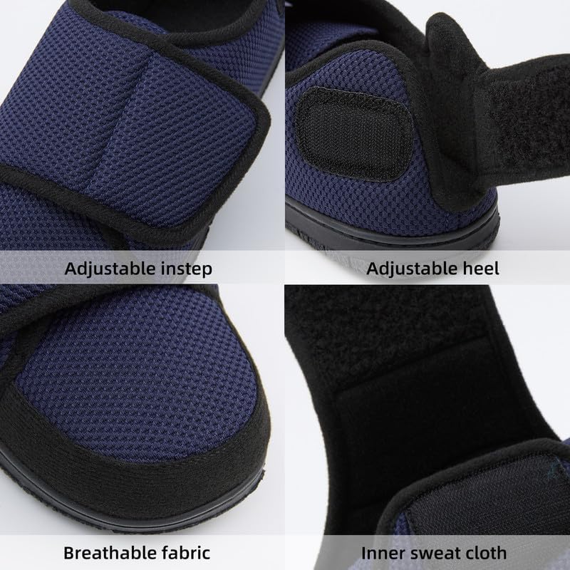 WALKFUN Memory Foam Diabetic House Shoes for Men Adjustable Indoor Outdoor Slippers - Image 5