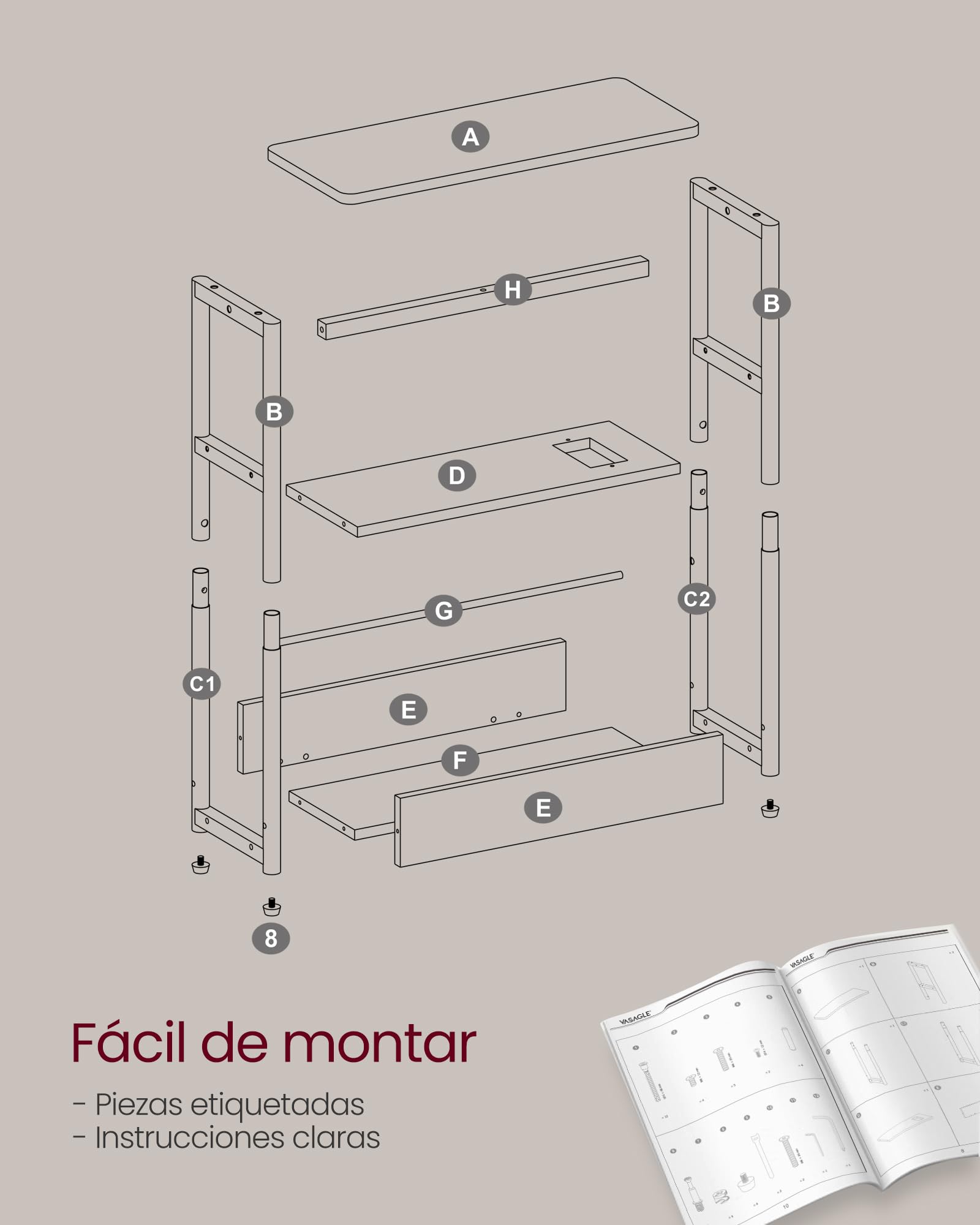 VASAGLE Mesa Auxiliar con Multienchufe, Mesita Estrecha con 3 Estantes, para Espacios Pequeños con Revistero, para Salón, Dormitorio, Estudio, Negro Ébano y Negro Tinta LET335B02