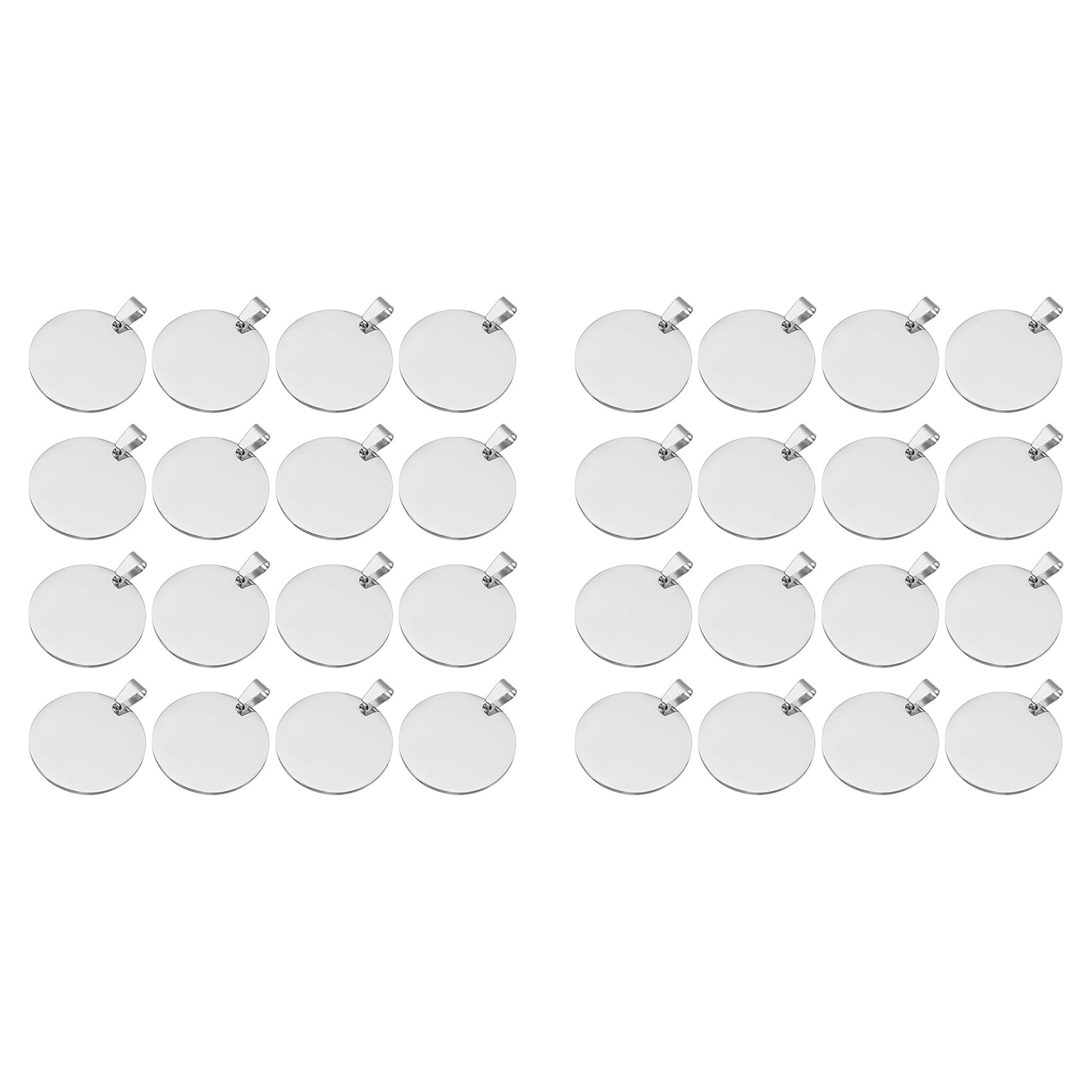 Jnchdghwa Girls Silver 32Pcs Metal Stamping Blanks, 30Mm Round Stamping Name Tags Blanks Metal Plate With Hole, Dog Tags