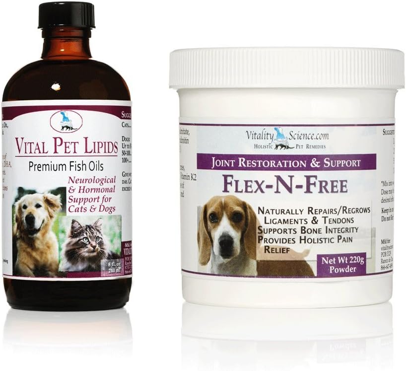 Vitality ScienceFlex N Free + Vital Pet Lipids for Dogs | 2 Part Program | Promotes Bone Development & Joint Health | Relieves Stiffness | Neurological & Hormonal Support | 100% Safe (Large)