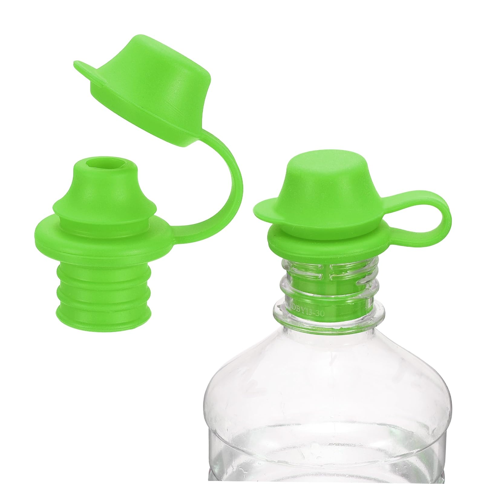sourcing map 2Pcs Silicone Wine Stoppers, Reusable Spill Proof Water Bottle Stoppers with Protective Cap for Wine Beer Champagne Bottles Home Kitchen Bars, Green