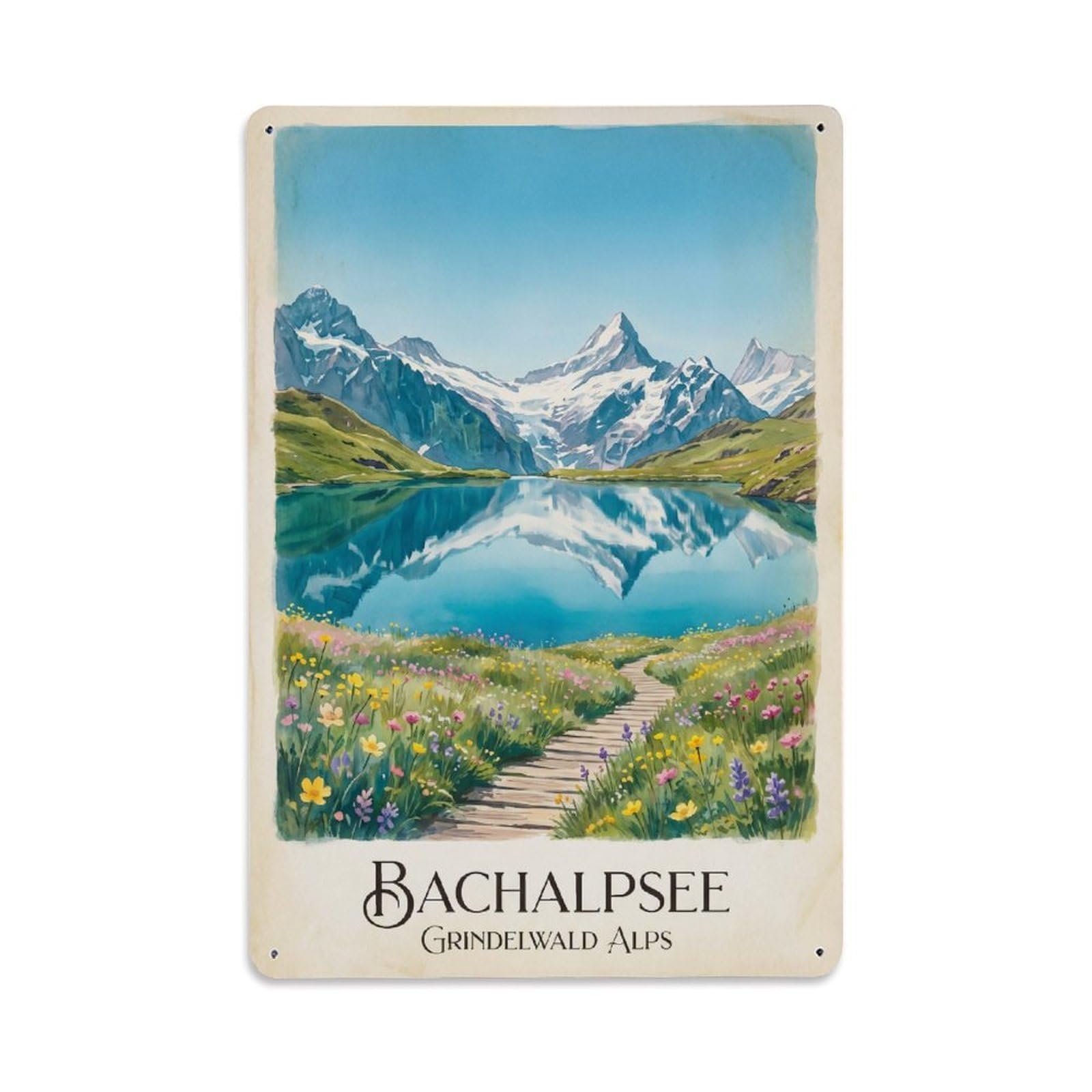 Gead 8X12inch Style Vintage Travel Switzerland Alpine Lake Metal Tin Sign