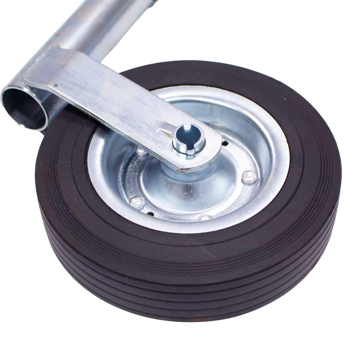 Generisch Rueda de apoyo, diámetro del tubo: 48 mm, carga de apoyo 150 kg, con rueda de goma maciza, rueda de 200 x 50 mm, llanta de acero, remolque, tractor, tractor, tractor, tubo de apoyo
