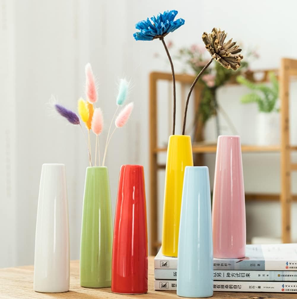 Small Ceramic Bud Vase Conic Flower Single Stem Vase Modern Ceramic Flower Vases Home Decorative Floral Centerpiece for Arranging Bouquets Wedding and Office (Yellow) - Image 3