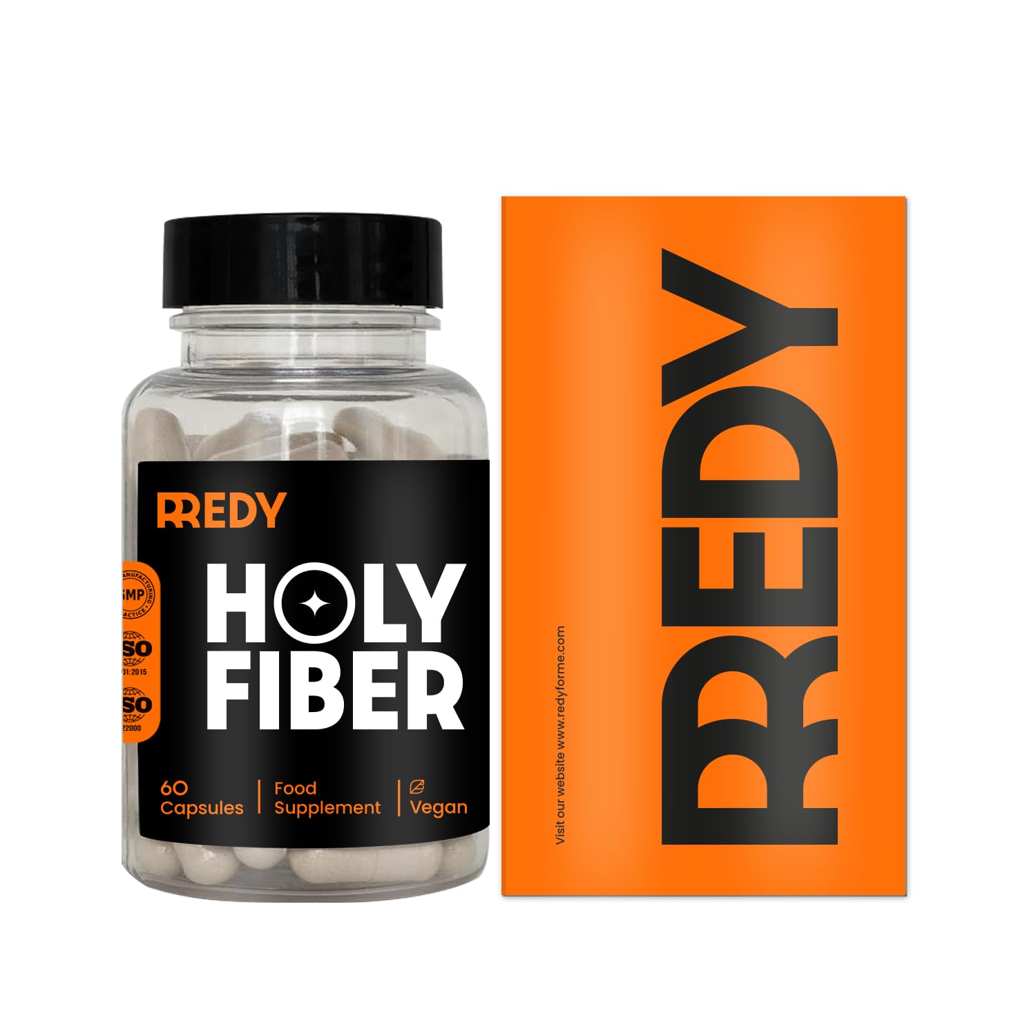 REDY 4-in-1 Premium Blend Psyllium Husk, Aloe Vera, Chia Seeds, Flaxseeds, Fiber Supplement for Men, 60 Vegan Daily Capsules, Gut Health & Digestive Support, 2384mg 60 Count (Pack of 1)