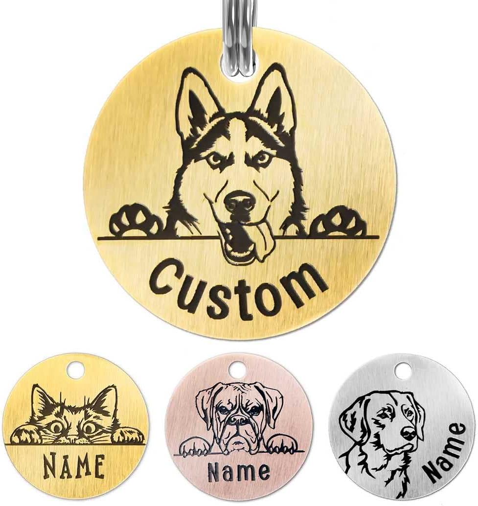 Customized pet Portrait tag,Personalized Dog Tags and Cat Tags,Engraved on Both Sides(Dog tag)
