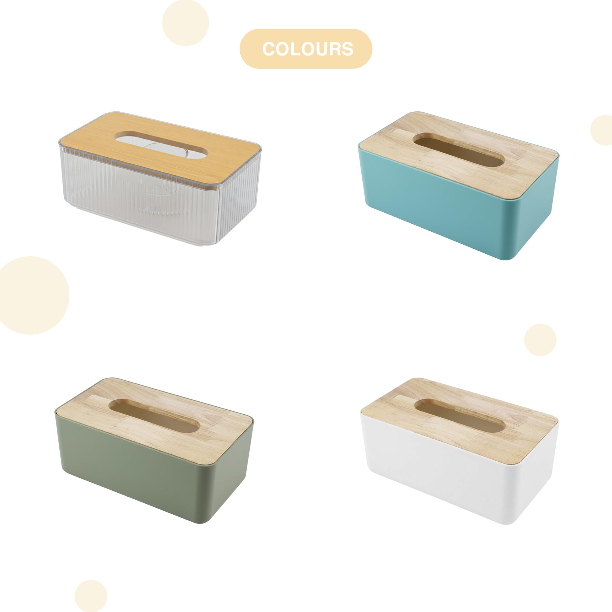 oddpod™ Modern Pine Wood & Plastic Tissue Paper Holder & Napkin Dispenser for Office, Living Room, Bedroom, Night Stand & Desk - Green 4