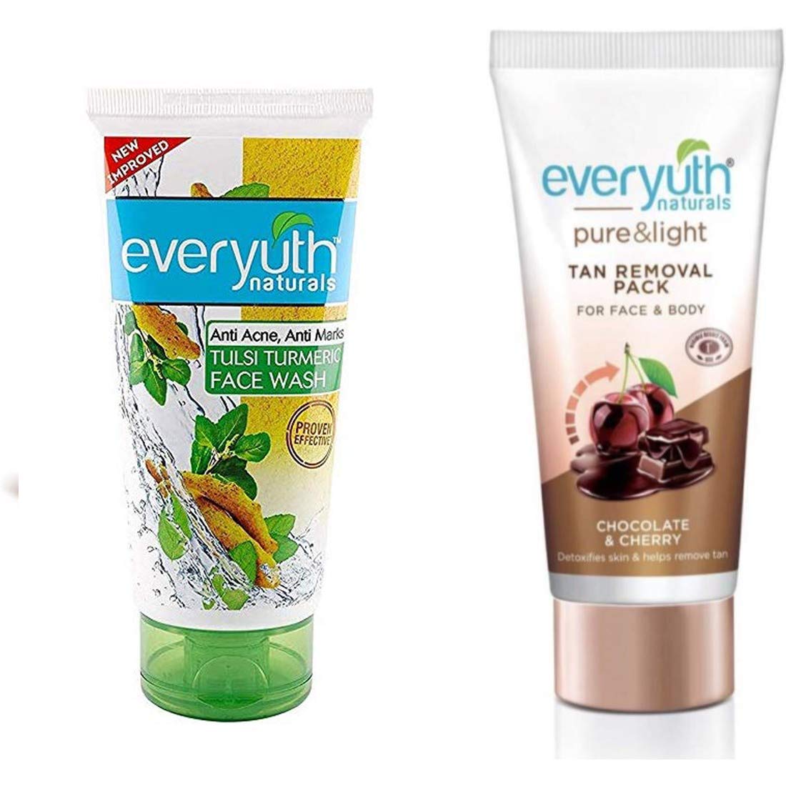 EveryuthTulsi Turmeric Face Wash and 50g and Chocolate & Cherry Face Pack, 50gm, Combo Pack