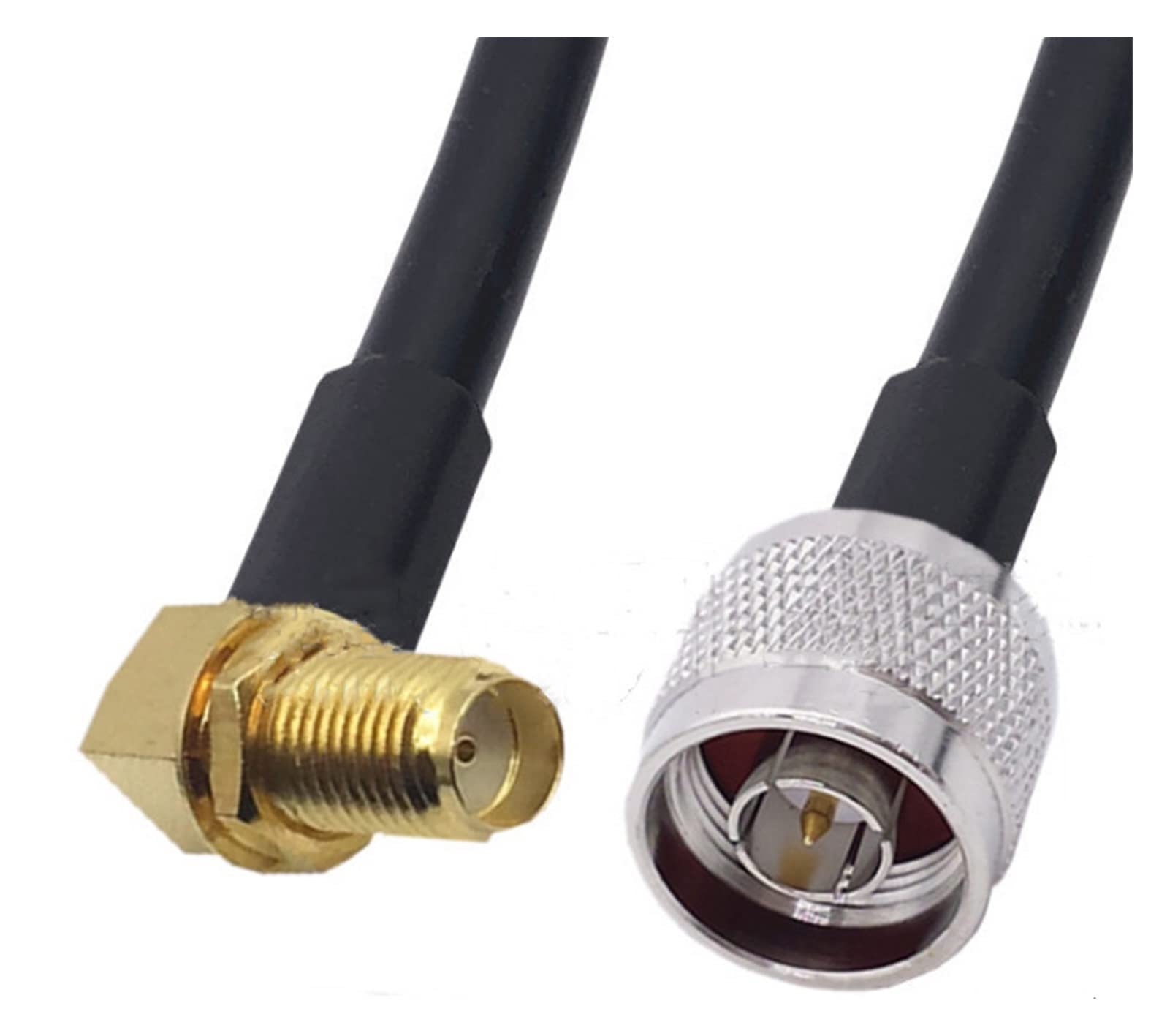 Demasiado RG58 Pigtail N Male Plug to RP-SMA/SMA Female Jack Connector RF Coaxial Extension Cable Jumper Cord (Cable length : 0.2m, Color : NM-SAMF Right)