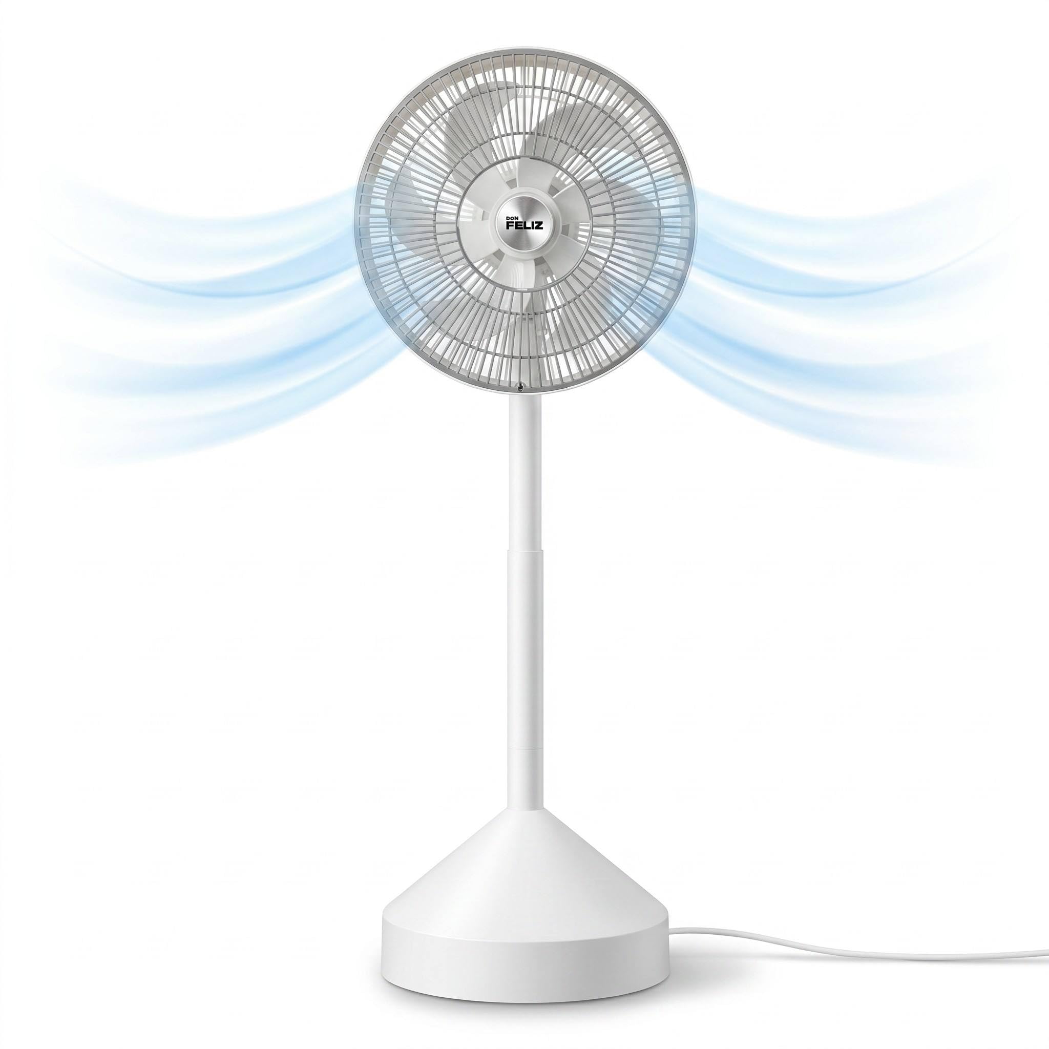 Don Feliz, Ventilador de Pie Plegable, 70W, 3 Alturas Ajustables (580mm-1000mm), con Luz Ambiental Colorida, Mando a Distancia, 6 Aspas, Fácil Almacenamiento