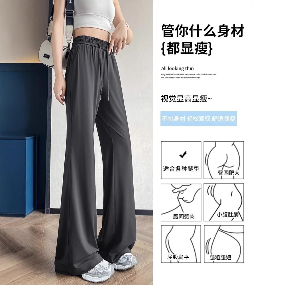 Bootcut Jazzpants damskie spodnie z lodowego jedwabiu, dla kobiet na lato, cienkie, szerokie, szybkoschnące, luźne, sportowe, do jogi, ochrona przed słońcem