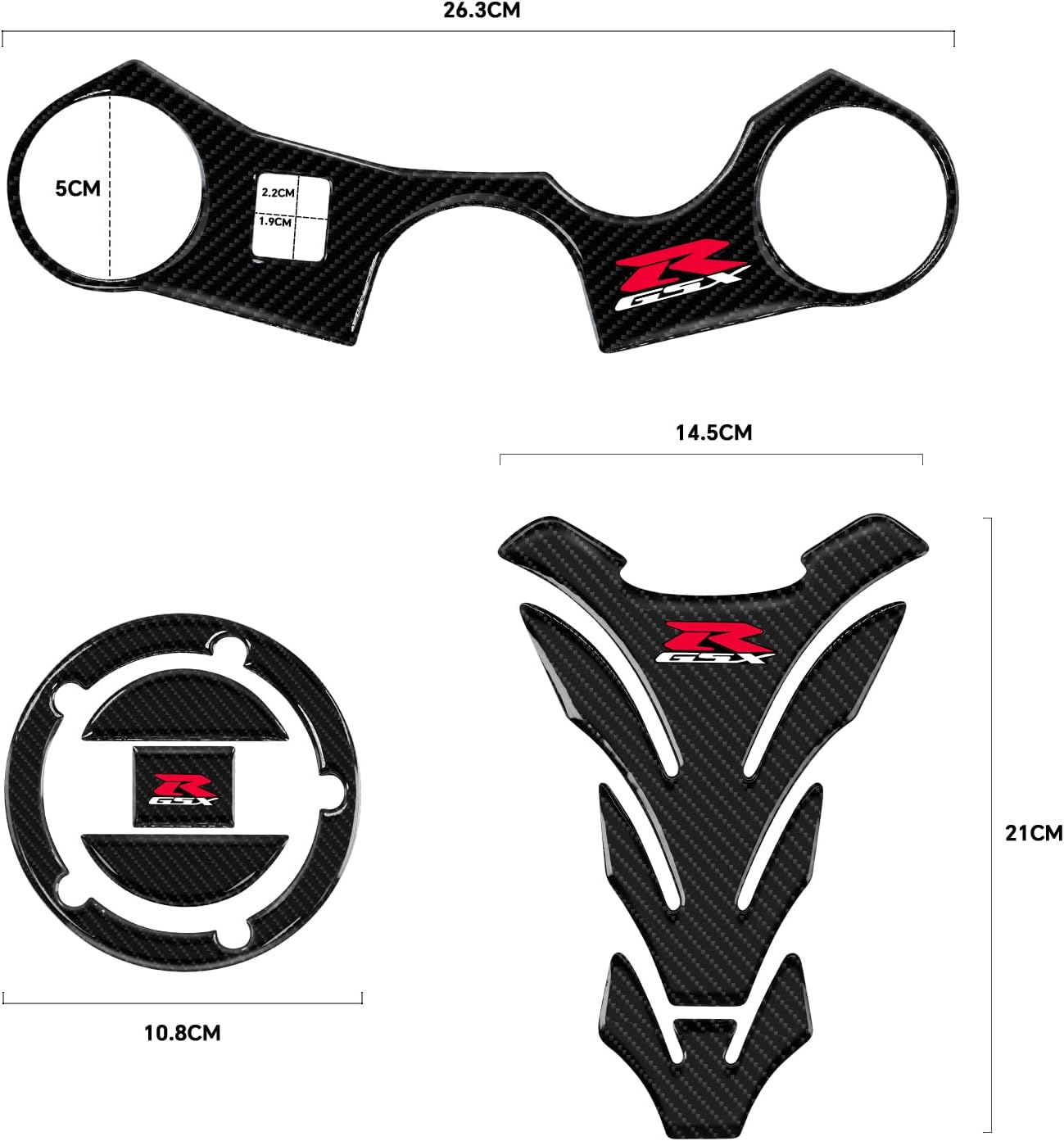 for GSXR Motorcycle Tank Pad Gas Tank Protector Compatible with Suzuki GSX-R GSXR600 GSXR750 GSXR1000 2006-2017 3D Anti Slip Tank Pad Stickers Gas Oil Fuel Tank Pad Protectors