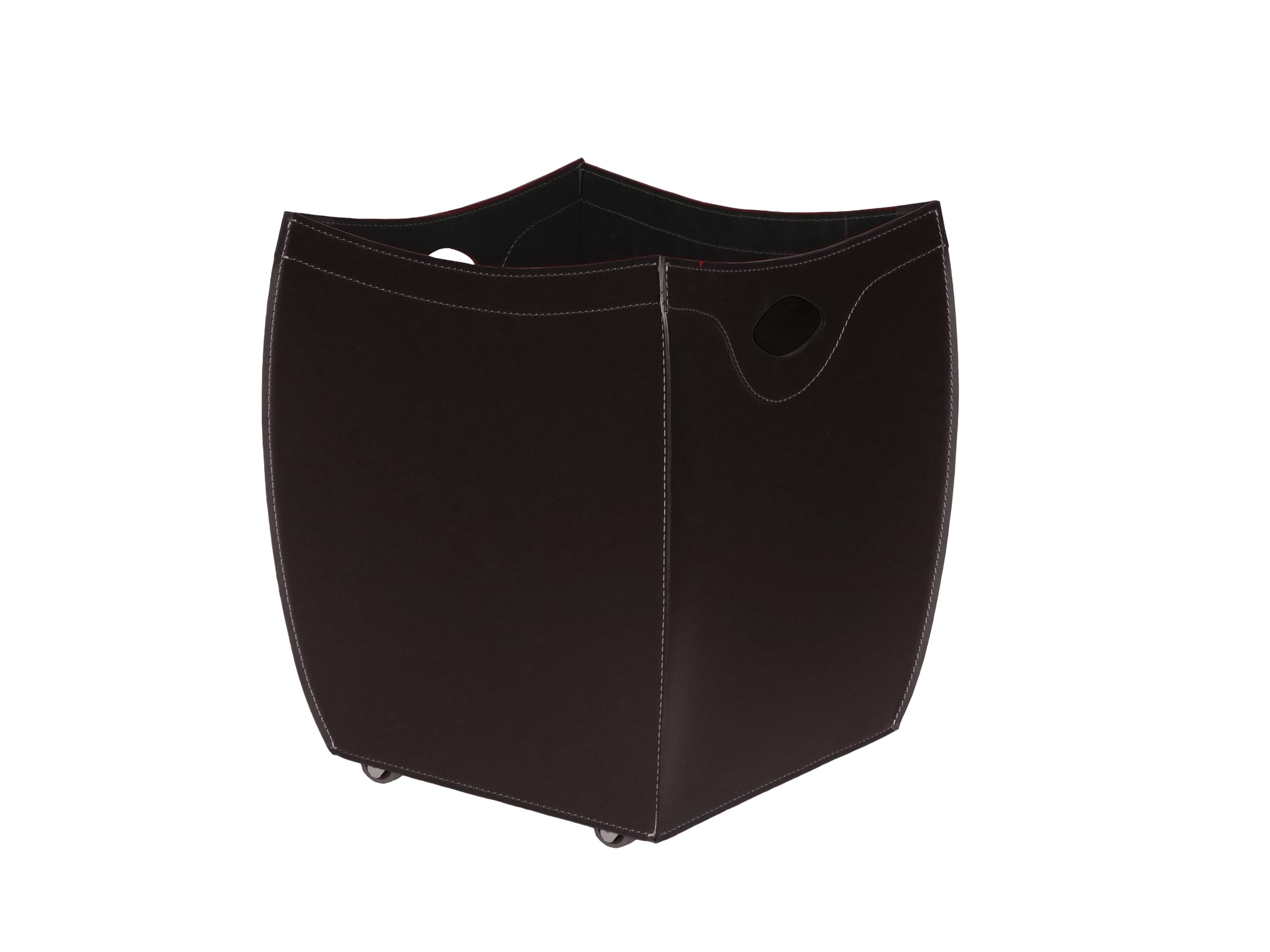 LIMAC Design BOTTE Kaminholzkorb aus Leder, holzkorb für kaminholz Modern und Design, Brennholzkorb mit gummierten Rädern, Exklusives Produkt, hergestellt in Italien. Dunkelbraun