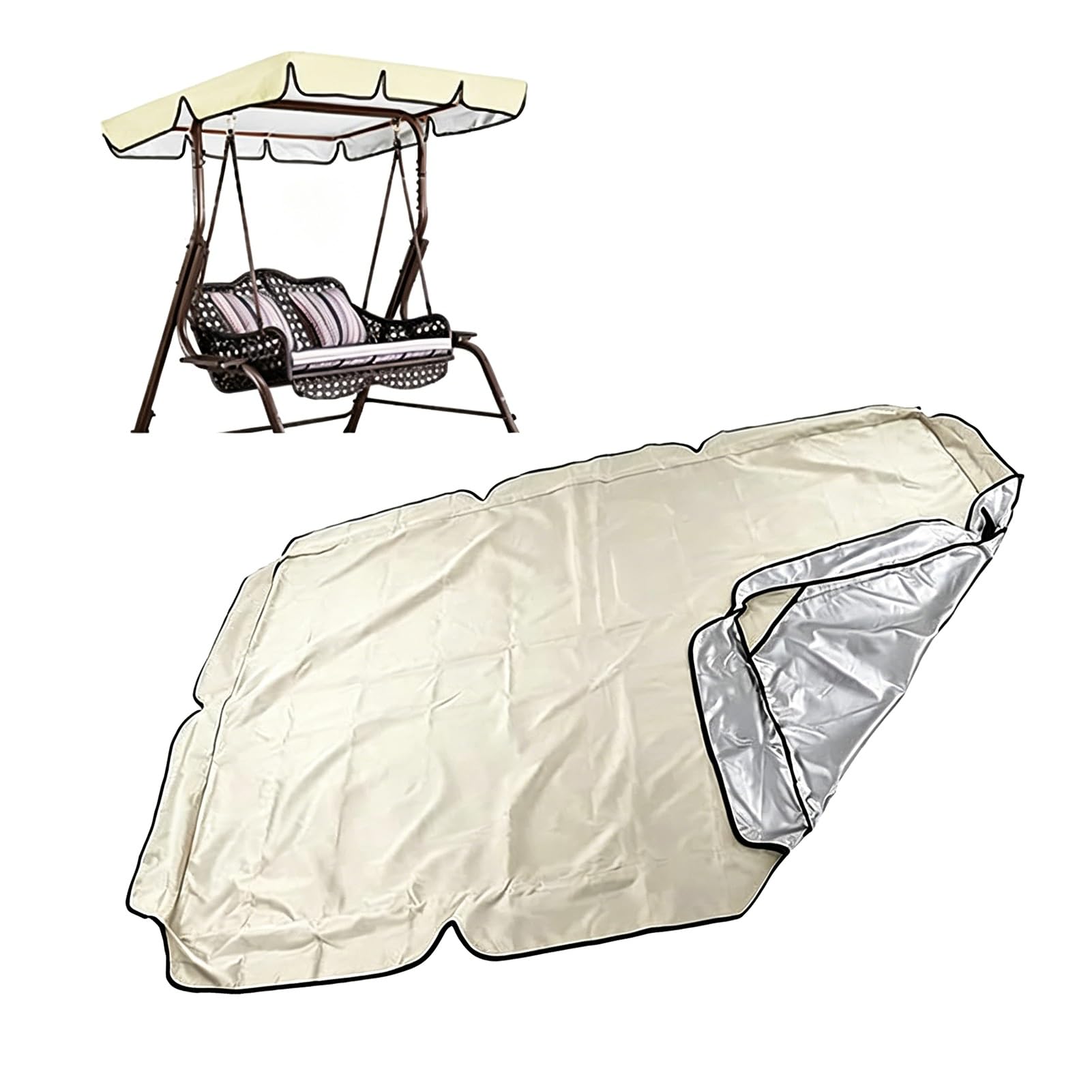 Toit de Balancelle de Jardin 3 Places Toile de Rechange pour Balancelle, Imperméable et Anti-UV, Housse de Rechange Toit de Balançoire(195x125x15cm)