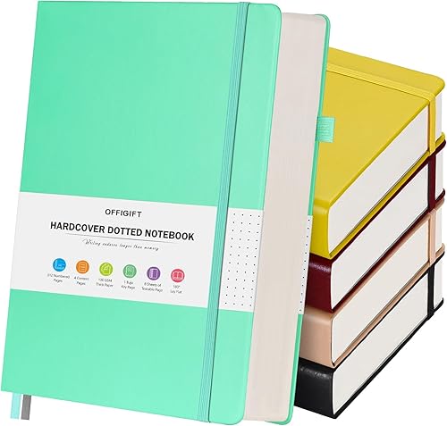 Paquete de 5 cuadernos de cuadrícula de puntos, 312 páginas numeradas a granel, 3.53 ozm, de tapa dura, de cuero de 3.53 ozyd, para mujeres,