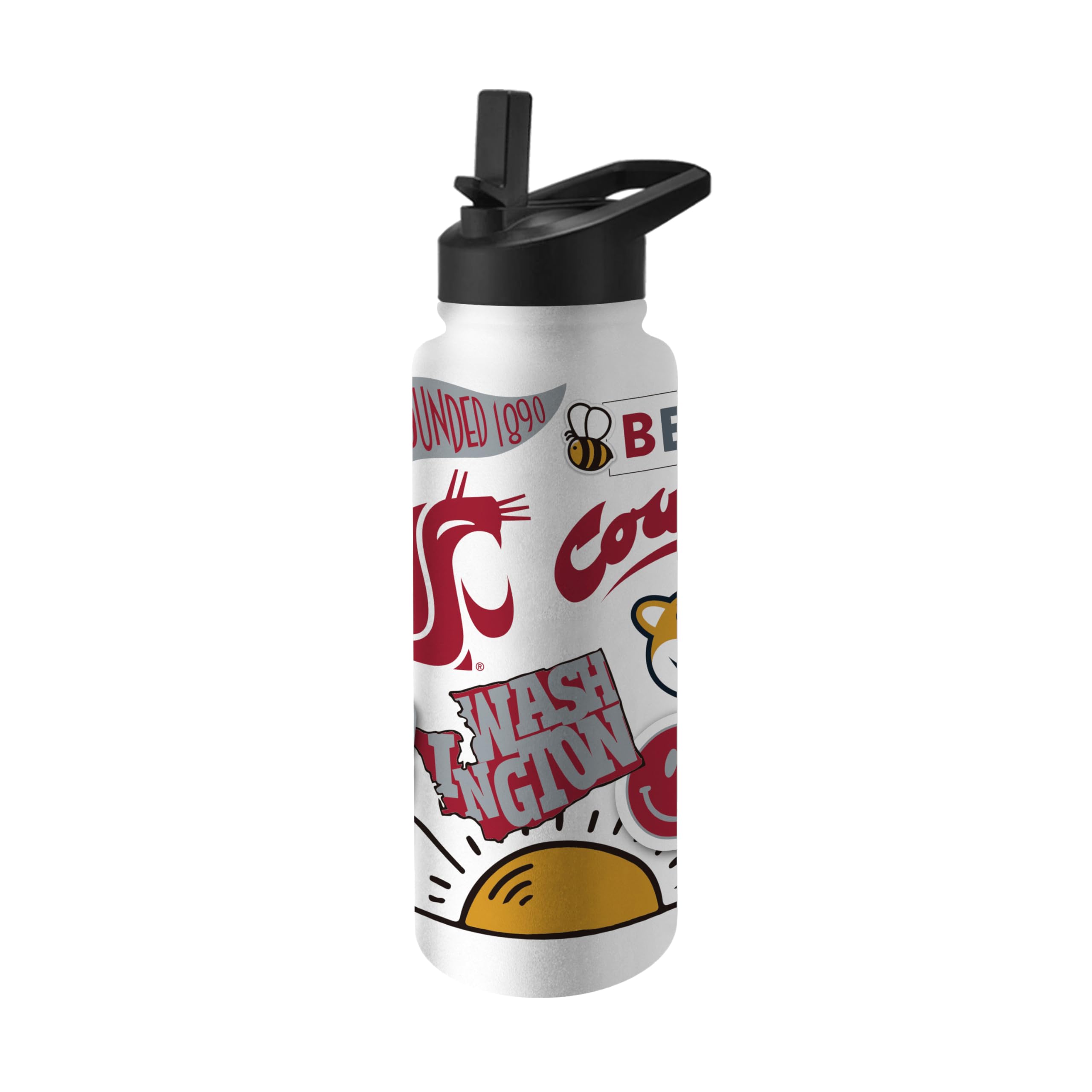 Logo Brands NCAA Native 34 oz Quencher Water Bottle - | Local Icons Design | Double-Wall Insulated| Leak-Proof Lid &amp; Built-In Straw