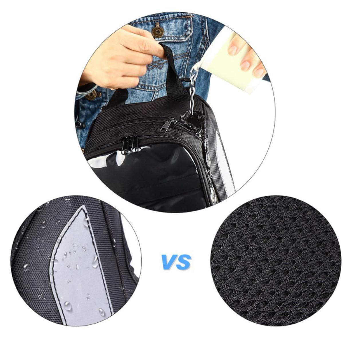 CRAFTHROU Bolsa para Moto de Depósito Negra de Tela Oxford Magnética