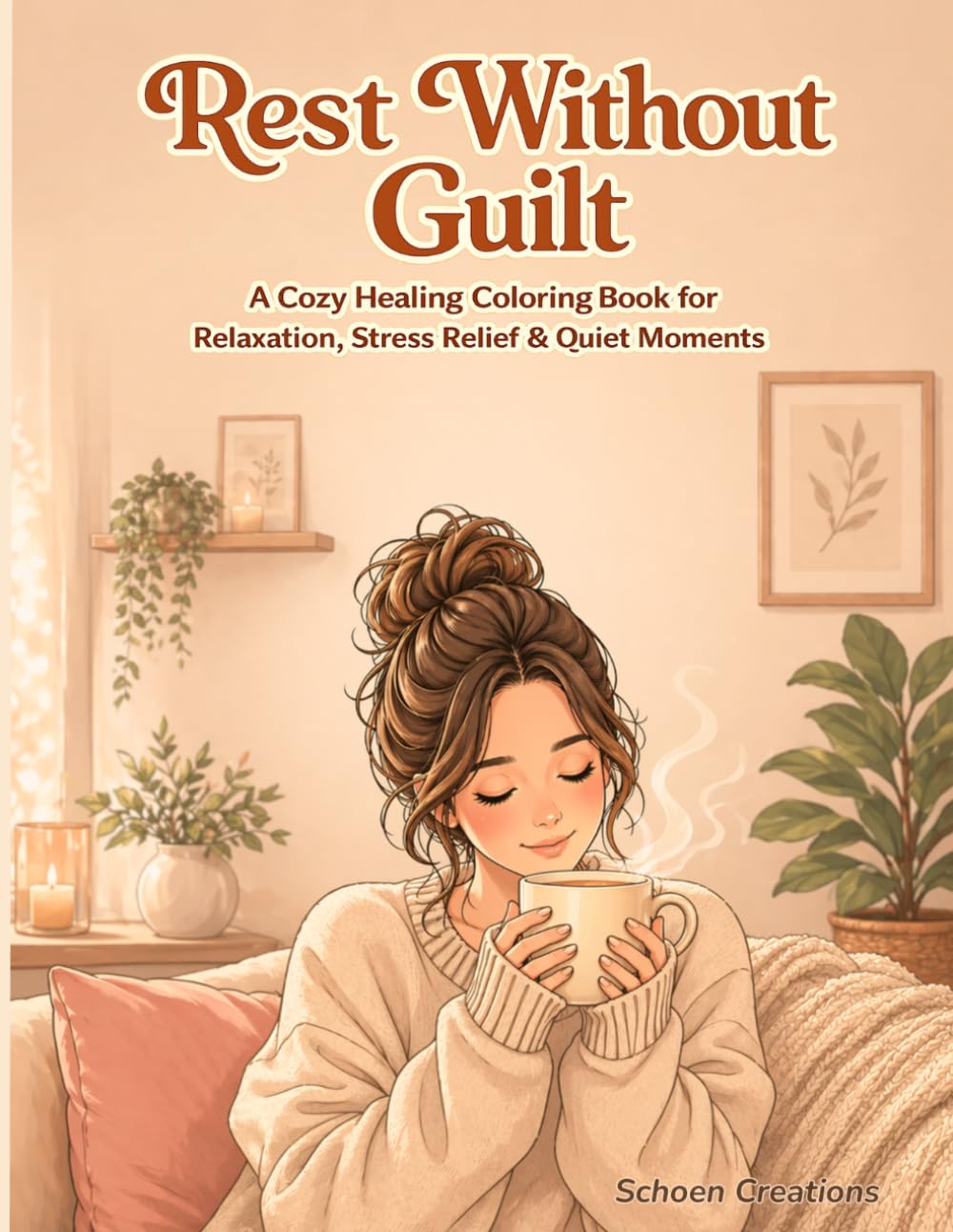 Rest Without Guilt A Cozy Healing Coloring Book for Relaxation, Stress Relief & Quiet Moments: 30 Cozy Scenes & 10 Affirmations for Anxiety Relief, Mindfulness, Self-Care & Calm Coloring