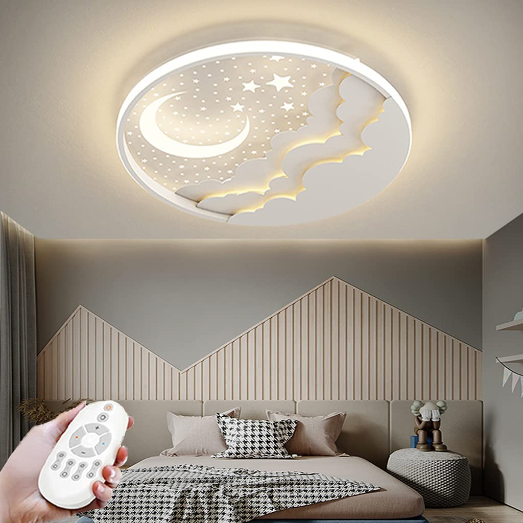 Plafoniera LED Per Bambini Con Stelle E Luna | Dimmerabile Con Telecomando 45 Cm 24W | Luce Da Soffitto - 4