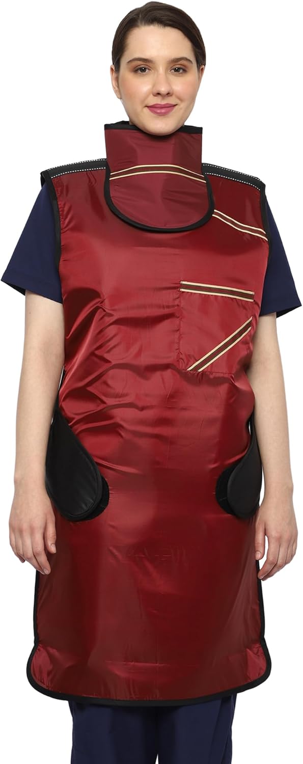 X-Ray Lead Apron with Adjustable Straps and Thyroid Sheild Set, 0.5mm Lead (pb) Equivalency, Superior Radiation Shielding for Medical, Dental, and Veterinary Use, Durable and Comfortable (Maroon)
