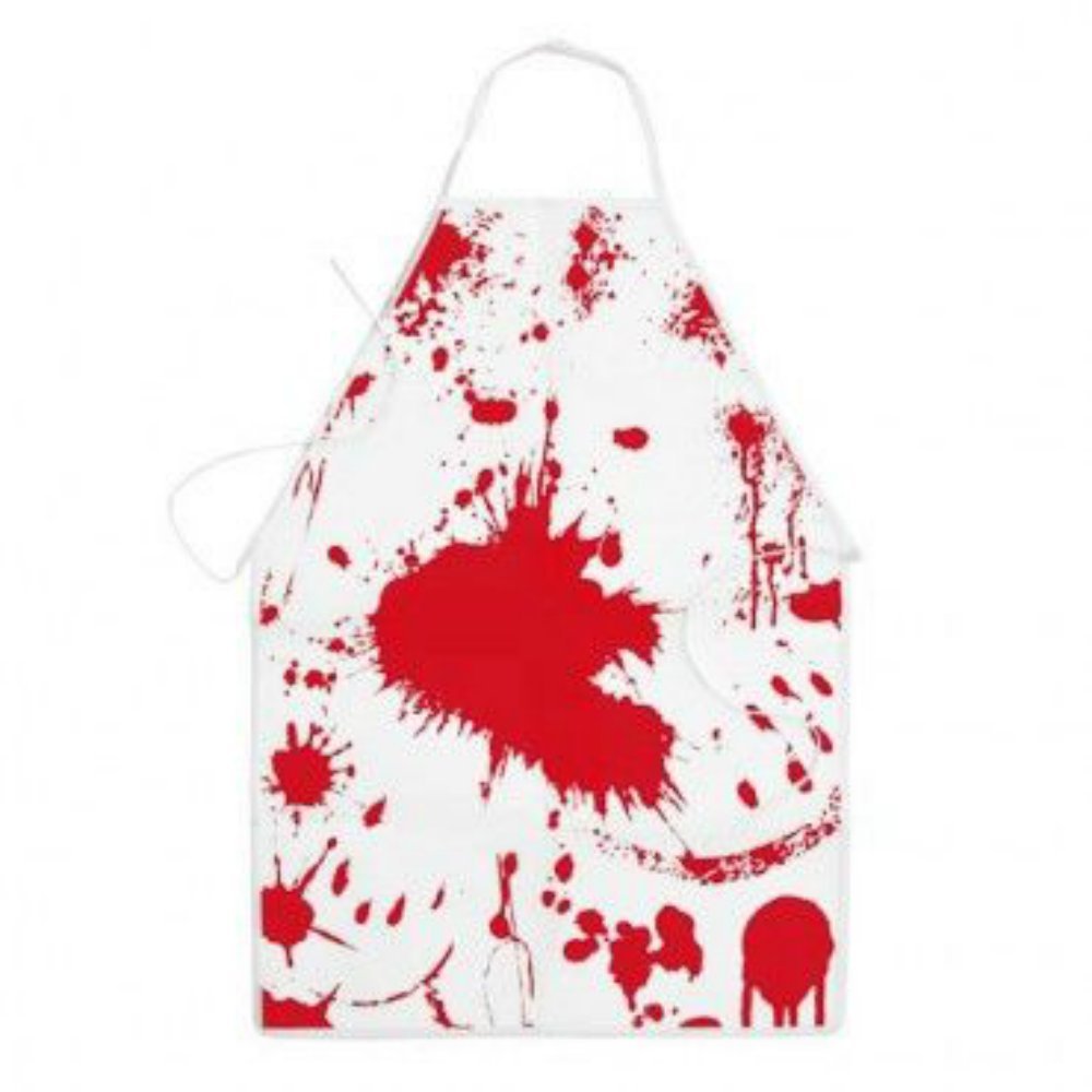 Fright Night Women's White & Red Halloween Unisex Bloody Apron Butcher, Demon Barber Sweeney Todd, Surgeon, Scary Nurse Fancy Dress Costume