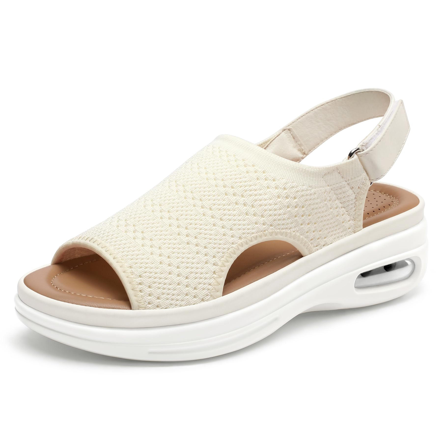 mysoft Women's Comfortable Air Cushion Support Walking Sandals Breathable Knit Slingback Platform Shoes