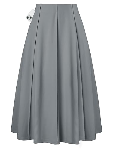 Kate Kasin Women's Pleated Midi Skirt 2026 Fall High Waisted