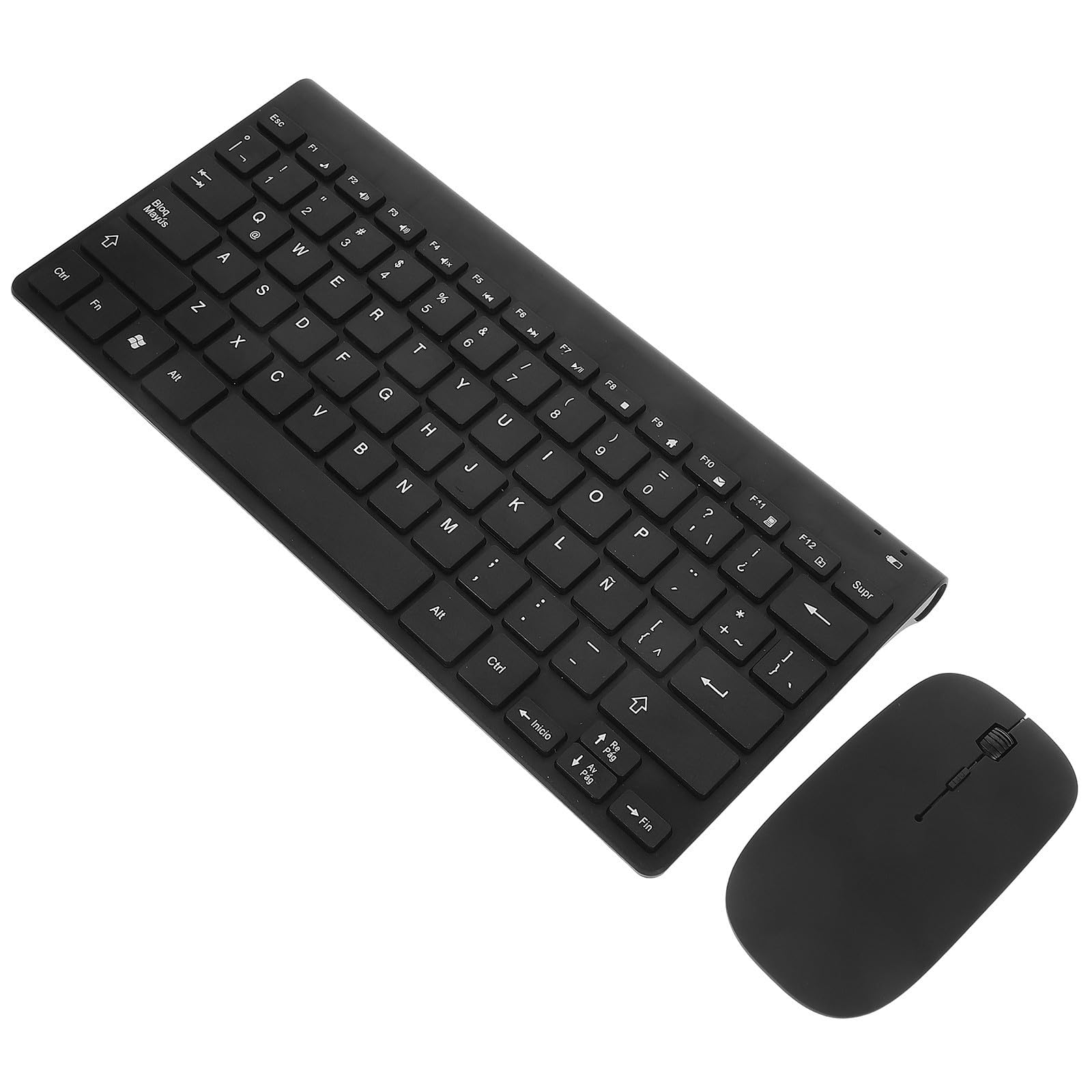 DOITOOL Tastiera Wireless Nera Layout Latino Spagnolo in Resina, Design Elegante e Minimalista, Affidabile per Ufficio e Uso Quotidiano