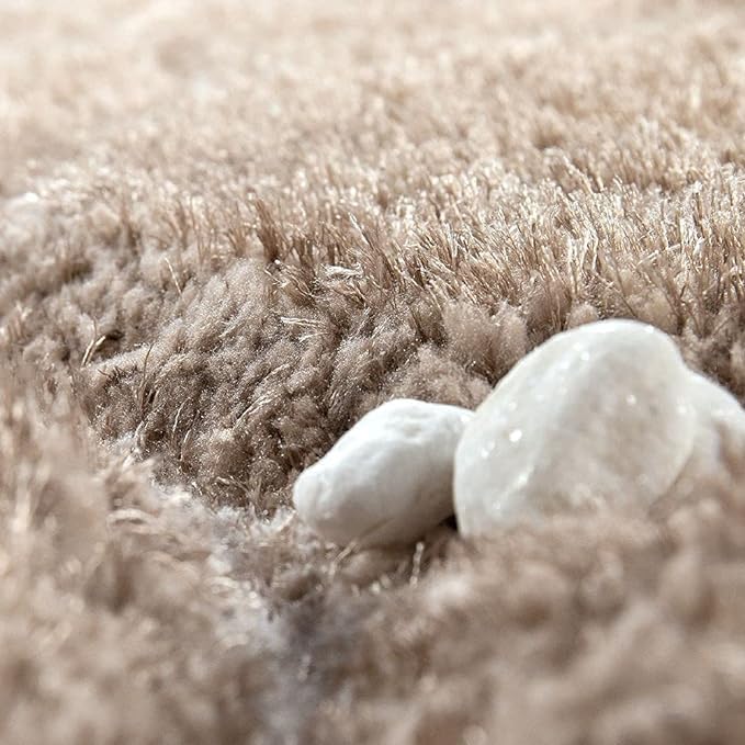 Image of Shaggy Rug for Bedroom Living Room 3X5 FEET Fluffy Plush Area Carpet with Non Slip Backing, Modern Cozy Floor Rug for Home Decor and Comfort (Beige /Moraccan)