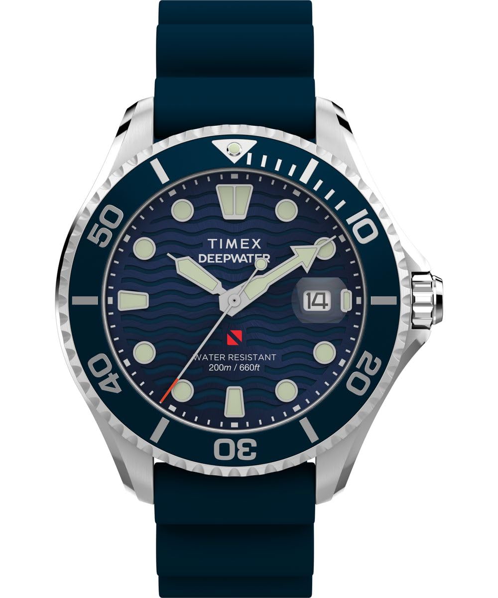 Timex Men's Analogue Quartz Watch with a Rubber Strap Deep Water Meridian