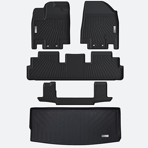 Alfombrillas y forro de carga para Nissan Pathfinder 7 pasajeros 2022 2023 2024, 1, 2 y 3 fila con tapete para maletero, tapete de goma TPE para