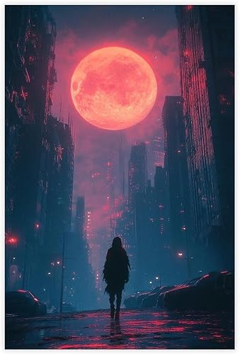 XAHOR Póster digital Dreamscape - Impresión de arte cibernético Synthwave - Decoración de pared estética para jugadores y creadores, póster de