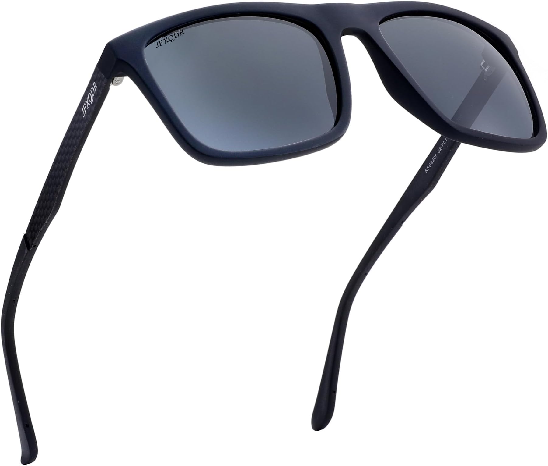 Men's Polarized Sunglasses, Square Rubber Frame Carbon Fiber Temple Fishing Driving Sun Glasses UV Protection RFS8205