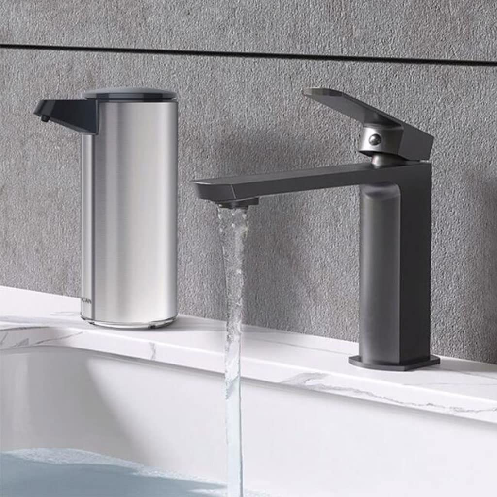 KUDLI Dispenser di Sapone da appoggio Dispenser di Liquido a rilevamento Automatico Bottiglia di Sapone da Bagno in Acciaio Inossidabile Ricaricabile 280 ml / 9,9 Once