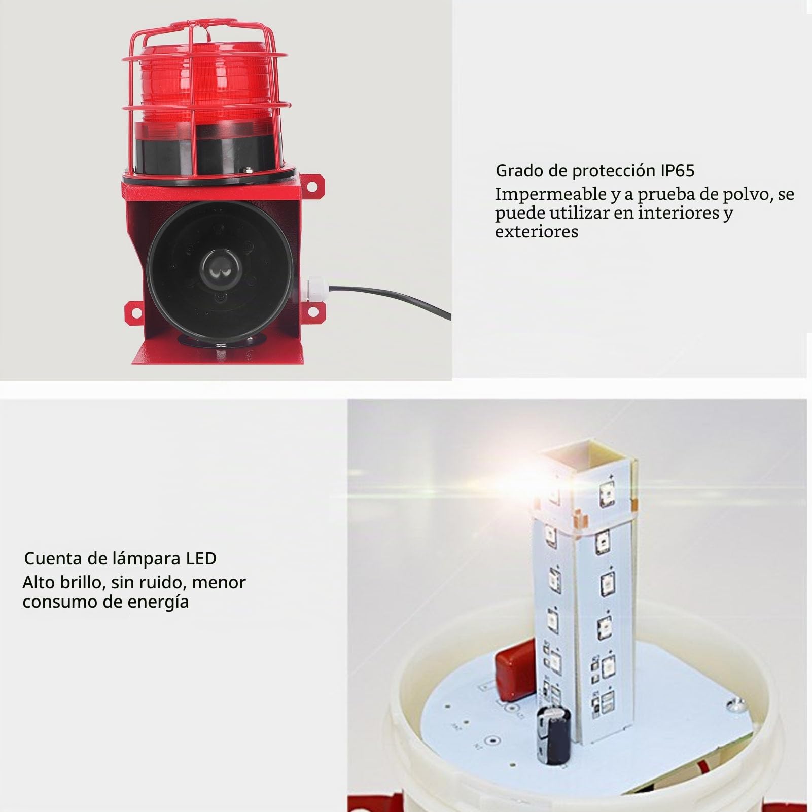 Alarma de Luz Sonora, Alarma de Sirena Industrial con Sonido de 115 DB para Fábrica de Bancos de Centros Comerciales (DC24V)