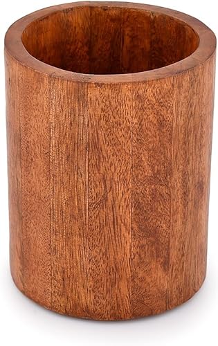 Miniatura 2 de EDHAS Soporte para utensilios de cocina de madera de mango natural para encimera, cucharas, herramientas de cocina, etc. (5 x 5 x 6 pulgadas)