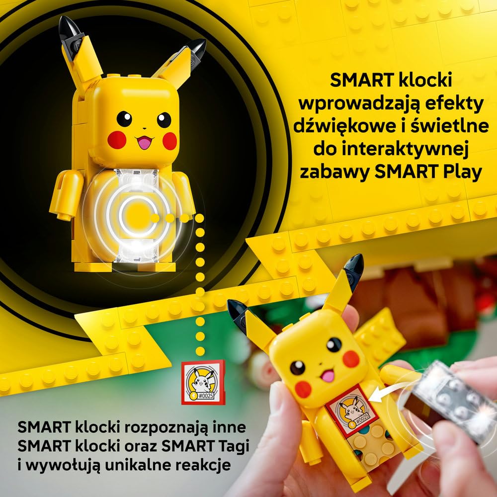 LEGO Pokémon SMART Play: Dom treningowy z Pikachu 72164 | Interaktywna zabawka z Pokémonami, zestaw Wszystko w jednym, 1 SMART klocek, 4 Tagi i ładowarka, dla dzieci 6+, 400 elementów